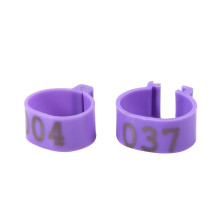 100PCS/Bag 16MM 001-100 Numbered Plastic Poultry Chickens Ducks Goose Leg Bands Rings(Purple)