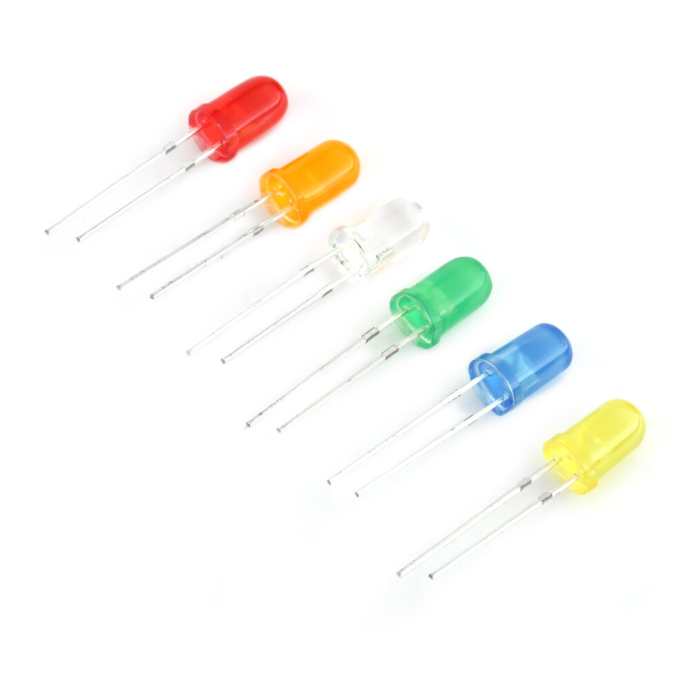 200Pcs 5Mm Led Light Emitting Diodes Yellow Red Blue Green Orange Light Assortment Kit 4601324398383