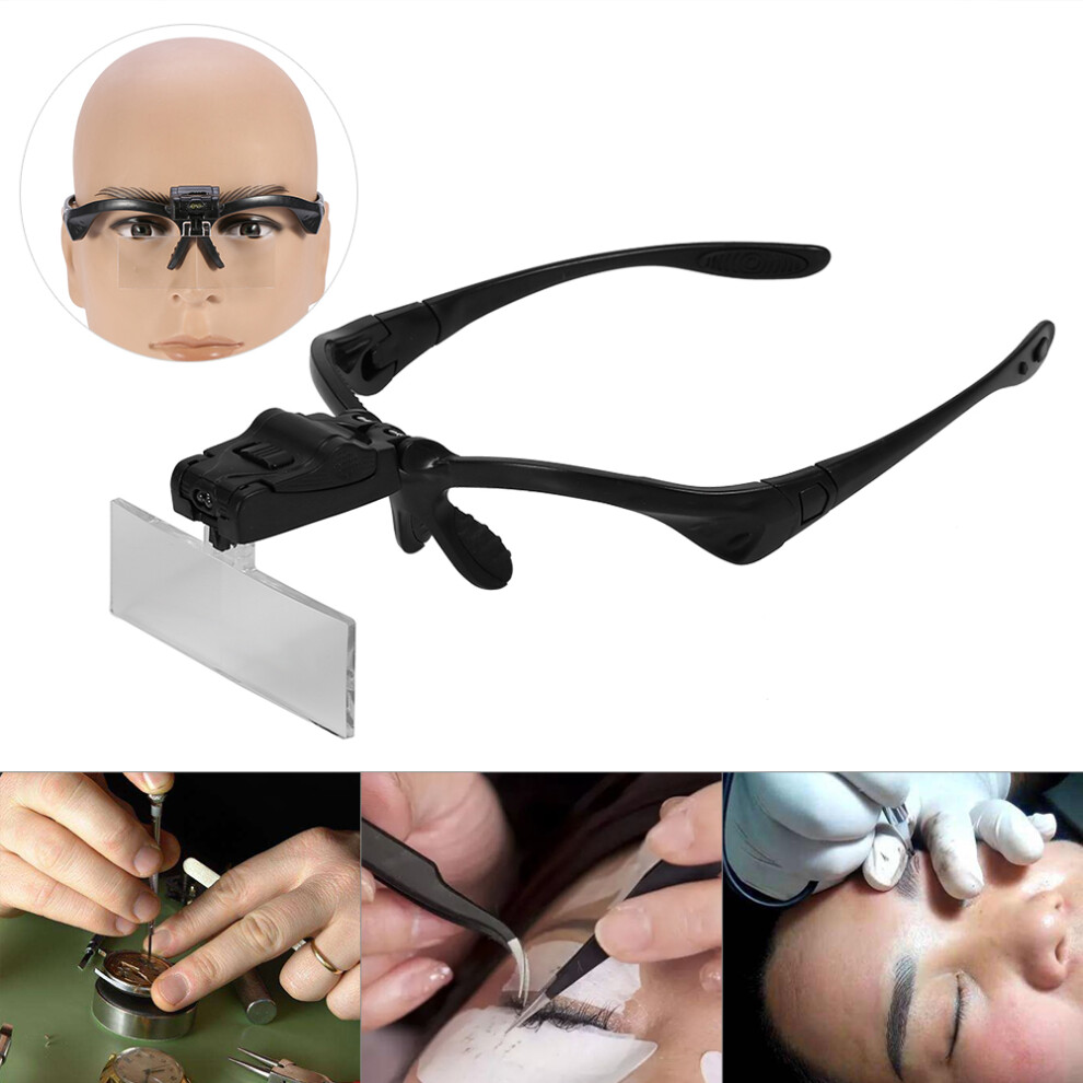 LED Head Illuminated Magnifying Loupe Jeweler Watch Repair Eyelash Extension Headband Magnifier