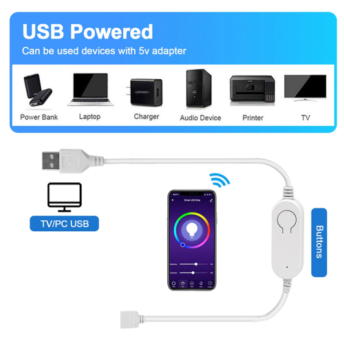 Tuya RGB WiFi LED Controller DC5V USB Dimmer Timer Modes 1