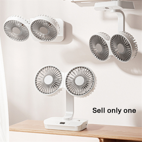 Desktop Oscillating Dual Fan, USB Rechargeable 4 Gear Wind 2
