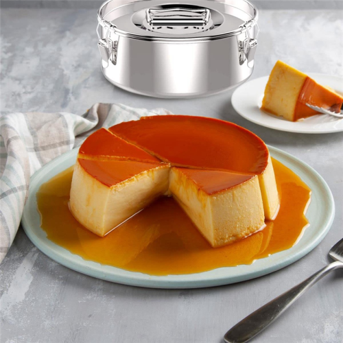 Flan Pan Mold, Stainless Steel Flan Mold with Lid 1