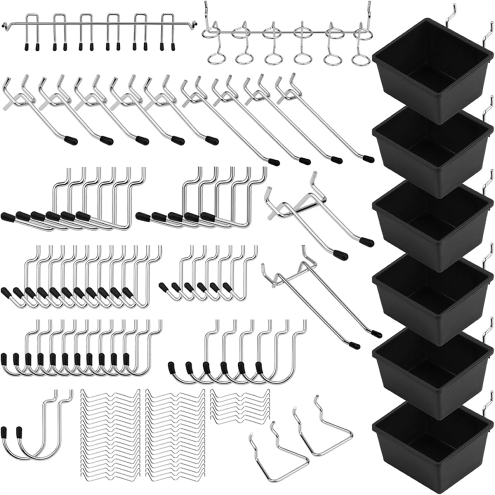 121Pcs Pegboard Hooks Assortment - Pegboard Accessories 4853347154983