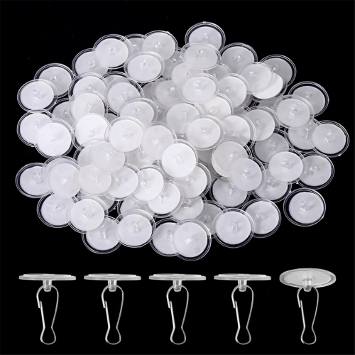 80 Pack Removable Transparent Wall Hanger Self-Adhesive Ceiling Hooks 1