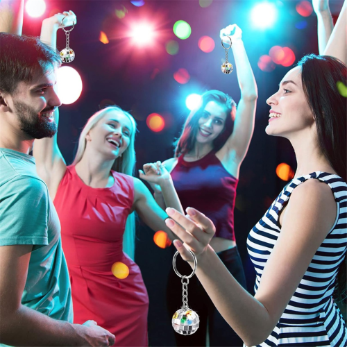 Conjunto de 48 peças de chaveiros com bola de discoteca e espelho, bola reflexiva 1