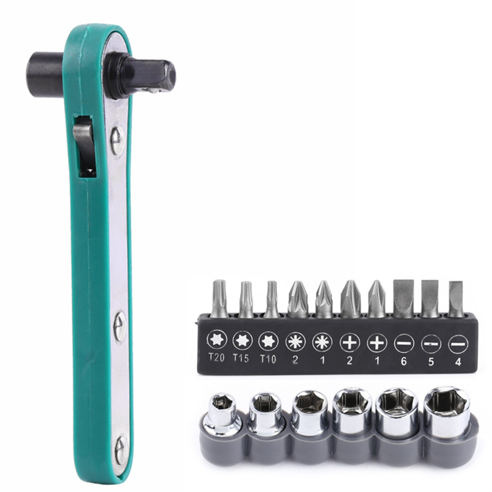 1/4" Wrench Screwdriver Ratchet Handle With Interchangeable Driver Bits And Sockets 4691324406072