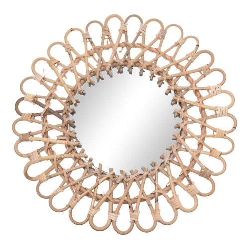 40Cm Nordic Wicker Wall-Mounted Mirror Rattan Round Home Wall Hanging