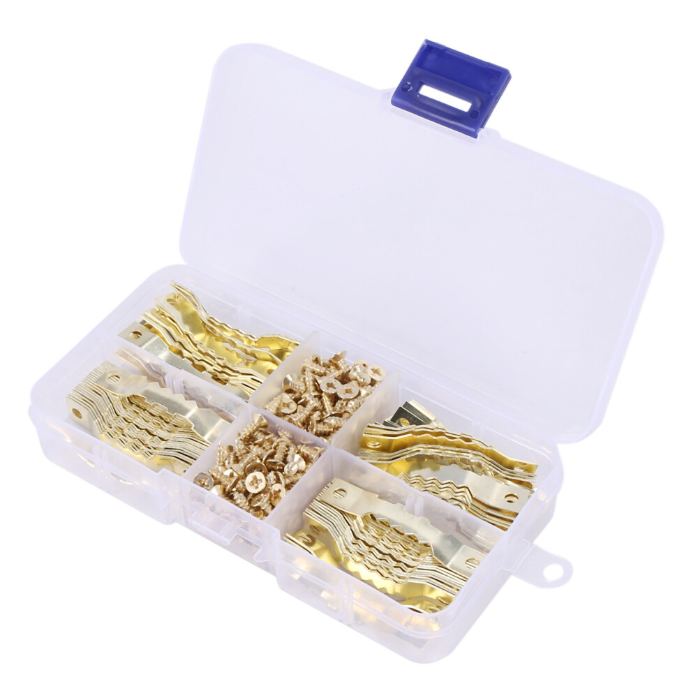 100 Sets Golden Saw Tooth Hooks Hardware With Screws Sawtooth Hangers 4853347159094