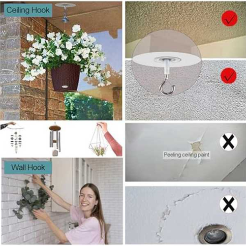 10Pcs Adhesive Ceiling Hook for Popcorn Concrete Ceiling Wall 2