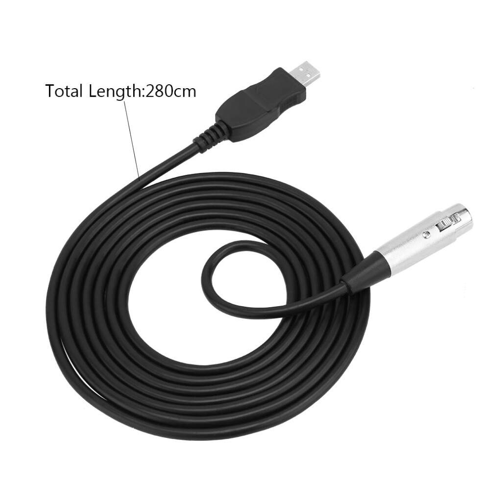 Usb Male To Xlr Female Microphone Mic Studio Audio Link Cable Adapter Black 6931324406824