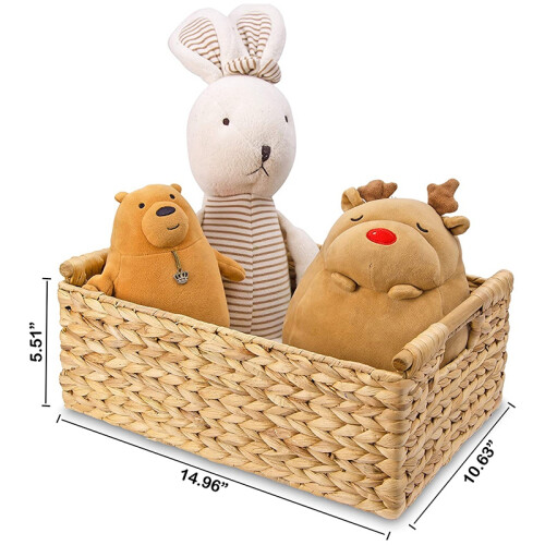 Large Wicker Baskets for Organizing Bathroom, with Wooden Handle 1