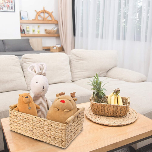Large Wicker Baskets for Organizing Bathroom, with Wooden Handle 2