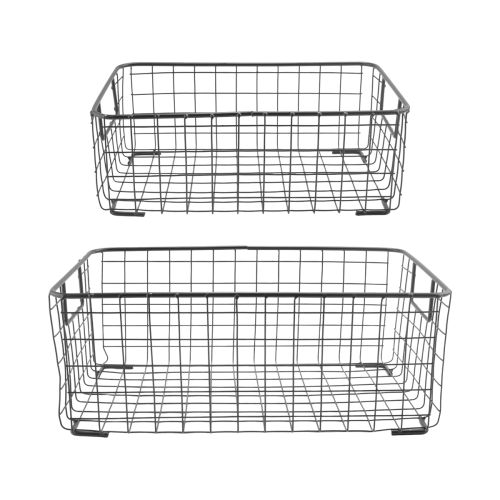 2Pcs Wire Storage Baskets with Handles, Metal Organizer Basket Bins 1