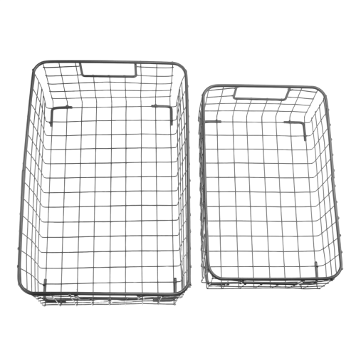 2Pcs Wire Storage Baskets with Handles, Metal Organizer Basket Bins 2