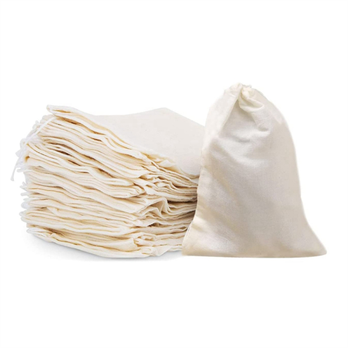 50 unidades de sacos de musselina de algodão de 4 x 6 polegadas, sacos reutilizáveis com cordão