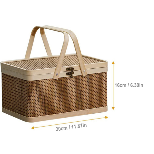 Cesta de Bambu Natural - Cesta Trançada Ecológica - Cesta de Piquenique em Bambu 2