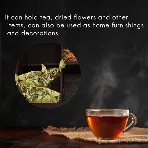 Caja de té de madera con 9 compartimentos para bolsitas de té - color vino tinto 1