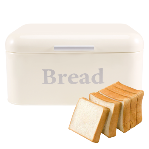 Vintage Bread Box Cupboard Iron Snack Box Desktop Storage Box White