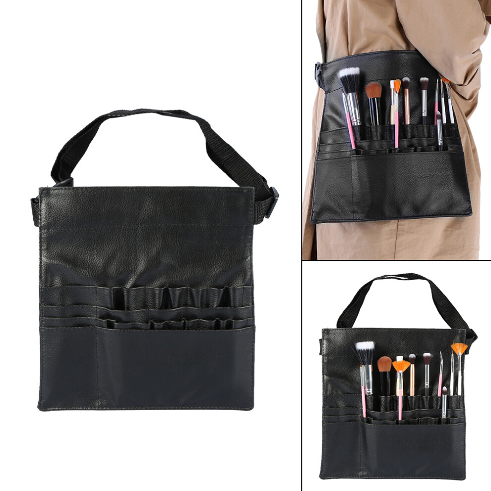 Black Professional Pu Cosmetic Makeup Brushes Holder Organizer Waist Bag Case Pouch
