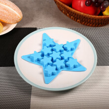 Five Star Shaped Cool Silicone Ice Cube Tray Freeze Mold Maker Tools for Club Bar Party (Blue)