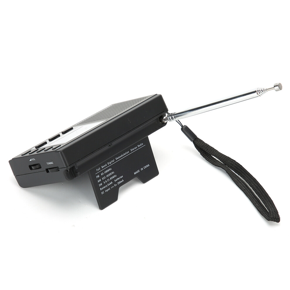 Portable Mini Radios Fm/Mw/Sw Receiver With Digital Alarm Clock Fm Radio Receiver Black 6951324408178