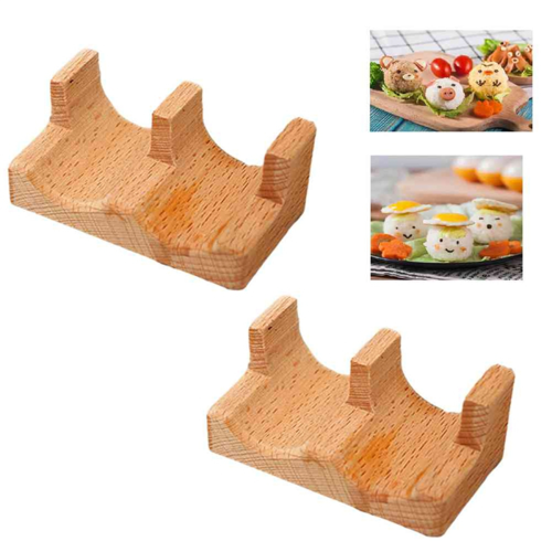2Pcs Wood Sushi Tacos Holder Tray Plates Serving Dish Divider 2