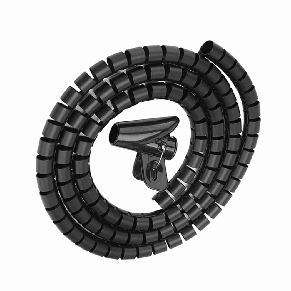 Flexible Spiral Tube Cable Organizer Wire Wrap Cord Protector Wire Storage Black 1.5M * 16Mm 9471324409243