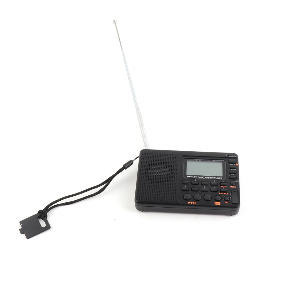Retekess V-115 Fm/Am/Sw Radio Multiband Radio Receiver Rec Recorder Bass Sound Mp3 Player Speakers With Sleep Timer Black 9471324410584