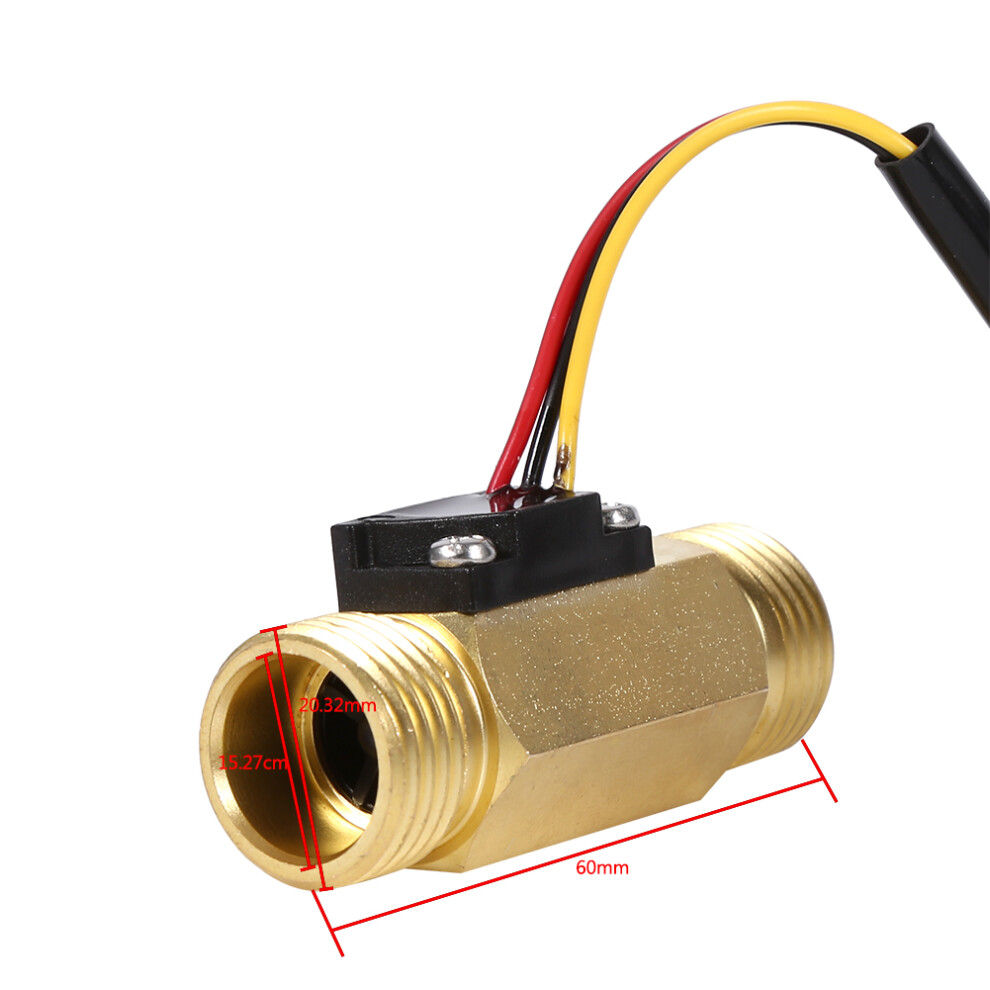 1Pc New G1/2" Copper Hall Effect Liquid Water Flow Sensor Switch Flowmeter Meter 1-30L/Min 9331324411038