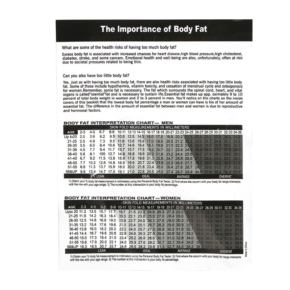 White New Body Fat Caliper Skin Fold Accurate Measurement Tester Slim Measuring Analyzer
