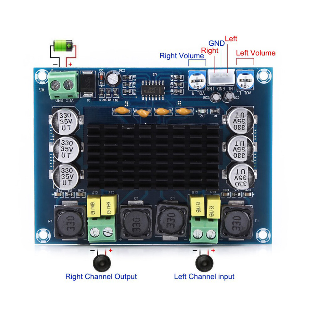 Dc12-26V High Power 120W+120W Dual Channel Stereo Digital Audio Power Amplifier 5091324412421