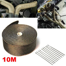 Exhaust Heat Pipe Wrap 10m Exhaust Pipe Heat Insulation Wrap Roll with 10 Stainless Steel Ties