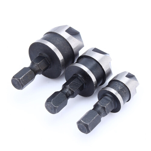 3pc 1/4" Hex 12/16/19mm Countersink Bore Set for Wood Metal Quick Change Bit