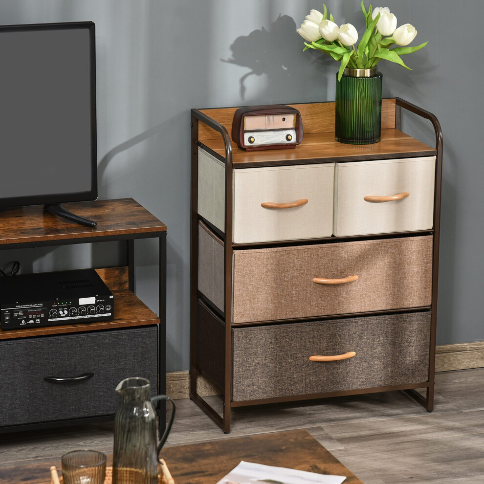 Homcom Closet Dresser, Dresser Tower With 4 Easy Pull Fabric Drawer Steel Frame