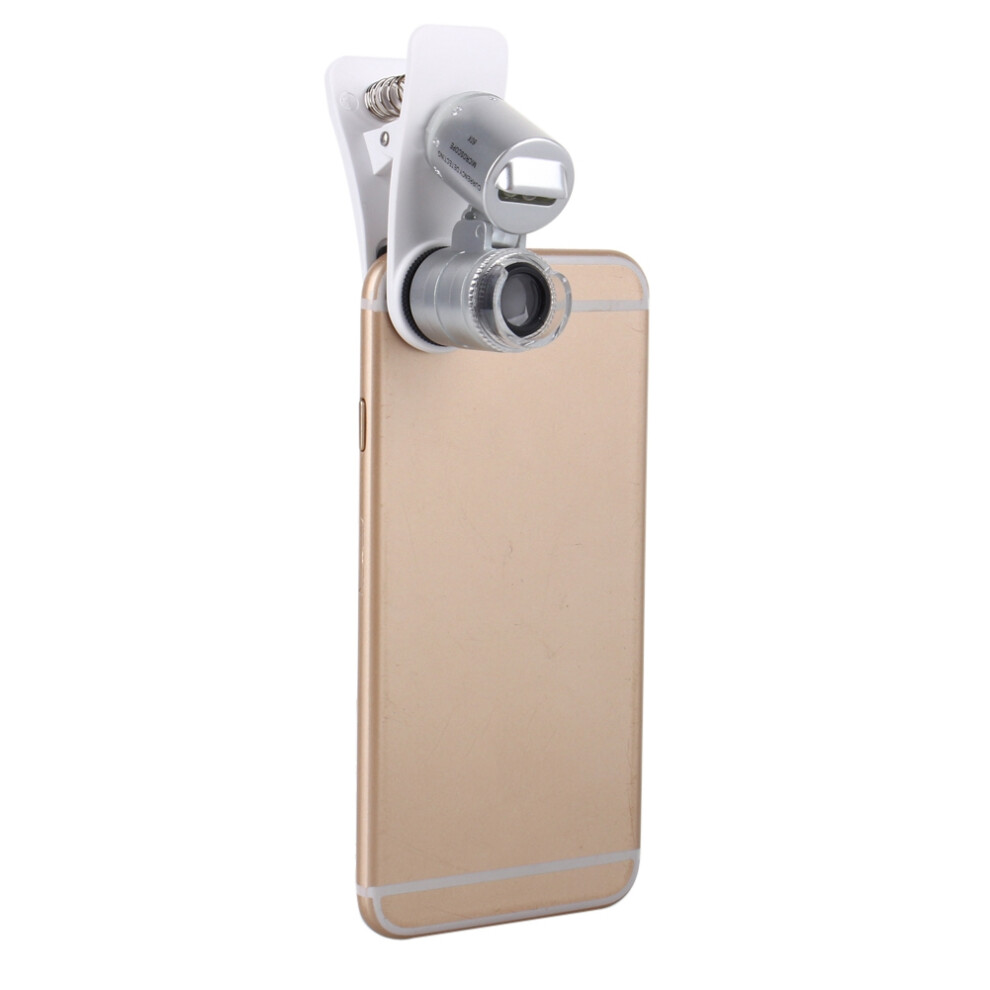 60X Magnifying Glass  Mobile Phone Lens Camera LED Microscope Magnifier with  Clip For iphone