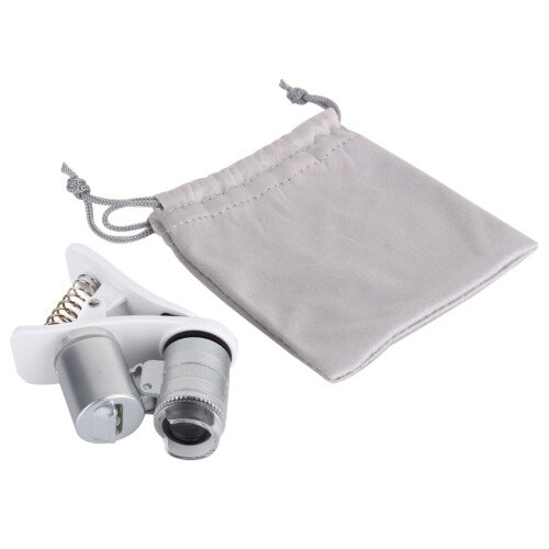 60X Magnifying Glass  Mobile Phone Lens Camera LED Microscope Magnifier with  Clip For iphone 1