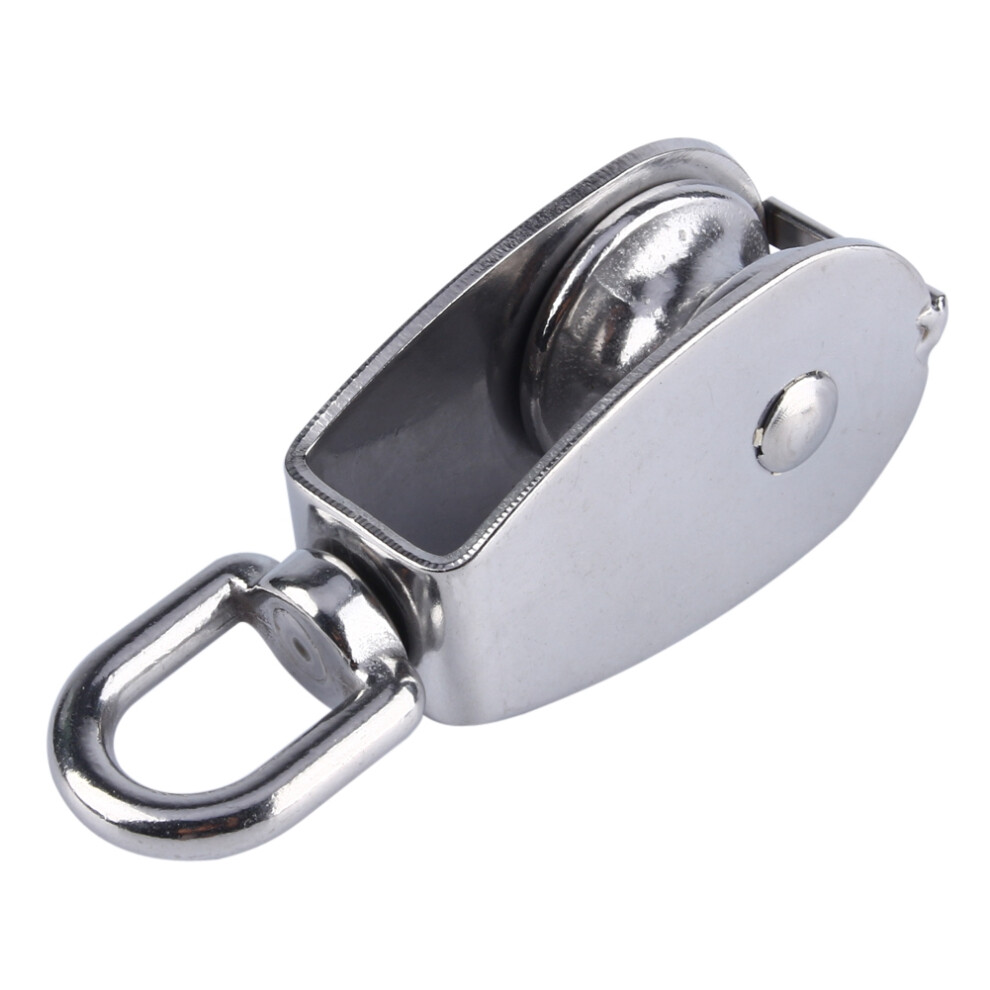 304 Stainless Steel Single Wheel Swivel Pulley Block Lifting Rope M32 7601324427844