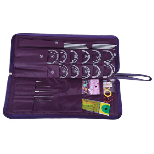 Steel Straight Circular Knitting Needles Crochet Hook Weave Tool Set 1