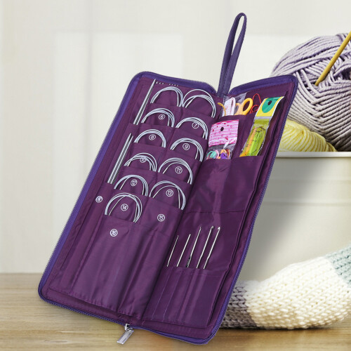 Steel Straight Circular Knitting Needles Crochet Hook Weave Tool Set 2