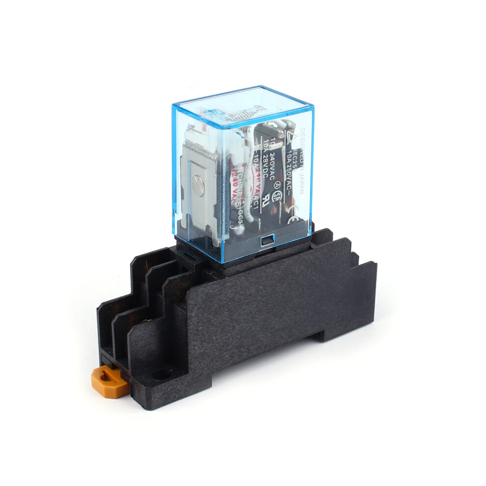 New Ac 220V Coil Power Relay 10A Dpdt Ly2nj Hh62p Hhc68a-2Z With Socket Base 3191324429312