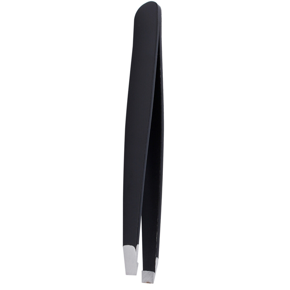 1 Pc Black/ Pink Eyebrow Tweezer Hair Beauty Slanted Puller Stainless Steel Clips Makeup Tool