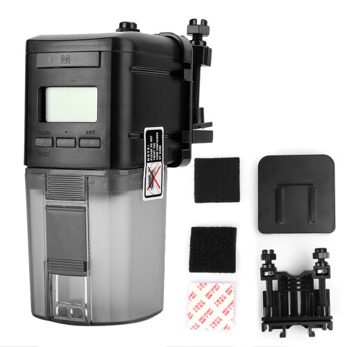 Mini Auto Aquarium Fischfutterautomat Digitaler Timer LCD 2xAA Batterien Schwarz 2