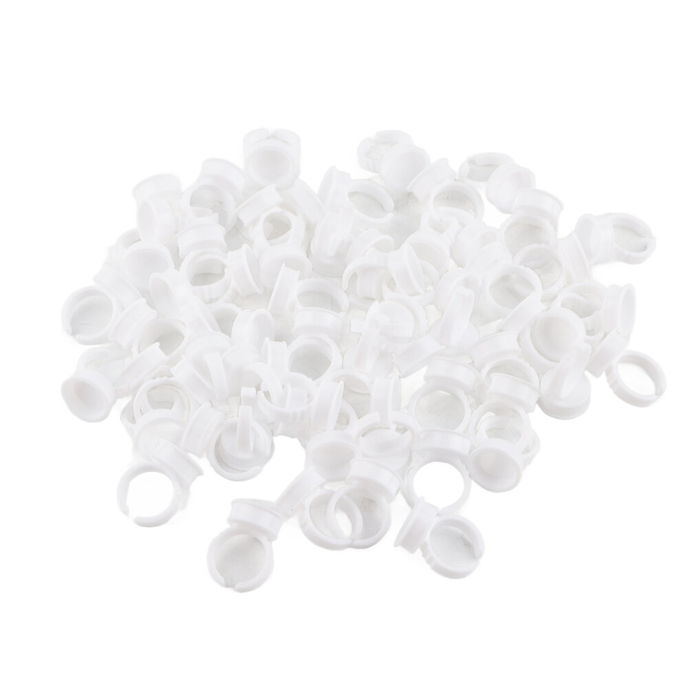 White 100Pcs Disposable Glue Ring Pallet Holder For Eyelash Extension Plastic Glue Pallet Tatto