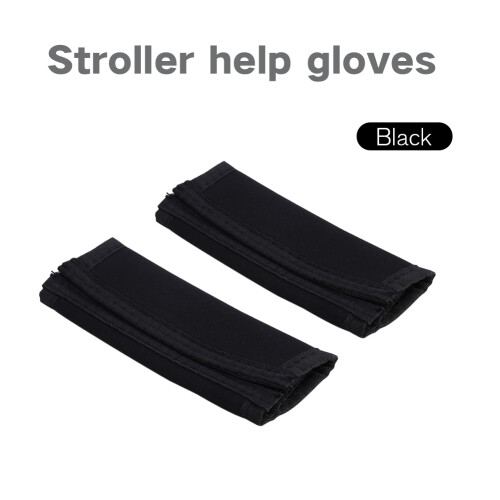2 Stück schwarze Nylon-Buggy-Griffschutzüberzüge 13 cm x 13,5 cm 1