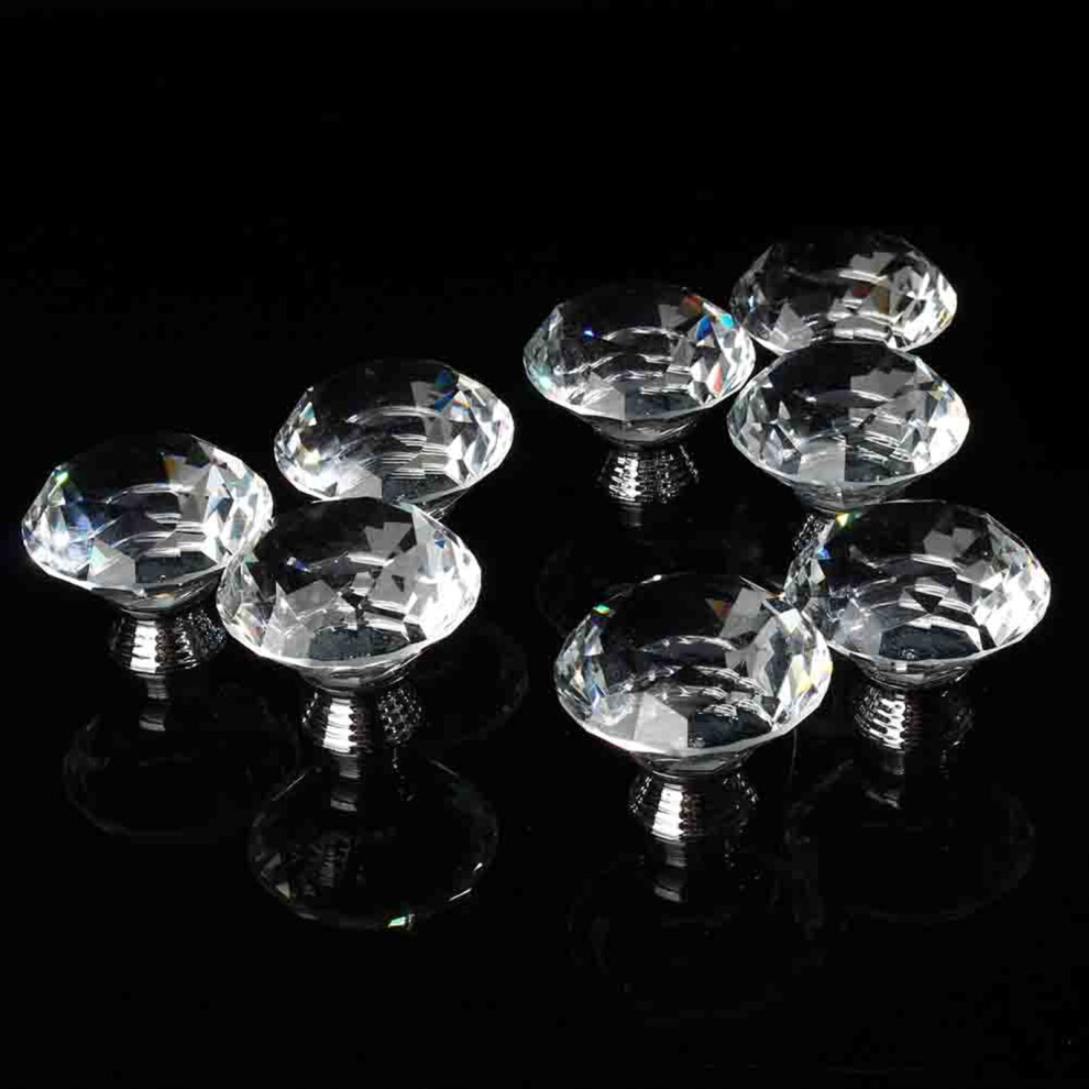 8Pcs/Sets 40Mm Crystal Glass Door Knobs Drawer Cabinet Furniture Kitchen Handle Door Hardware 9371324430950