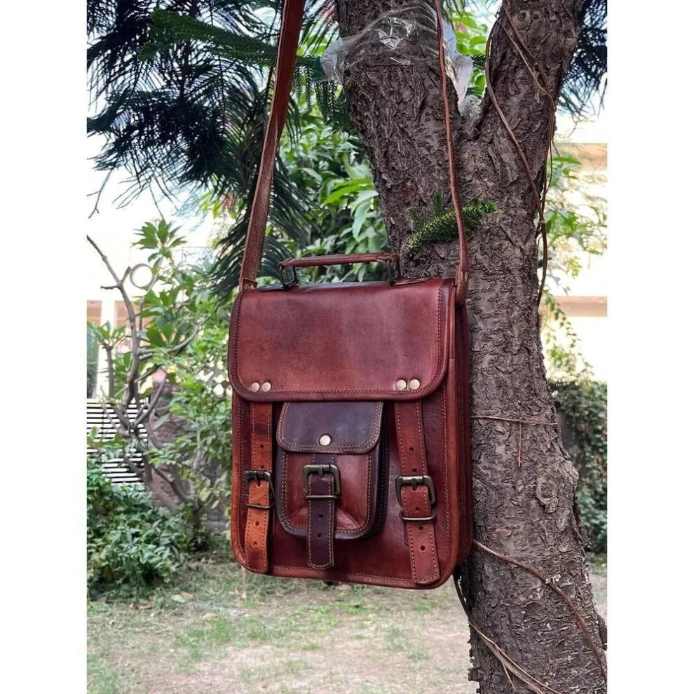 Bag Brown Shoulder Genuine Satchel Vintage Goat Leather Messenger