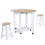 Homcom HOMCOM 3pc Wooden Kitchen Cart Trollet Table Folding Stools Space-saving 9