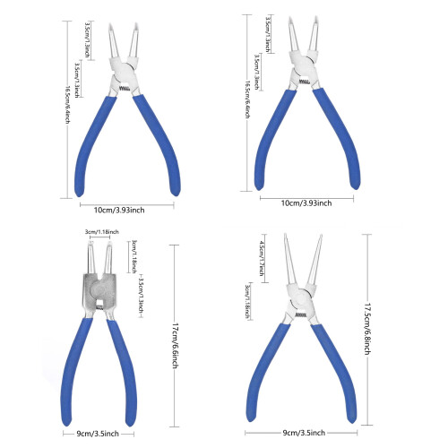 4pc Professional 7" Internal External Straight Bent Circlip Snap Ring Pliers Set 1