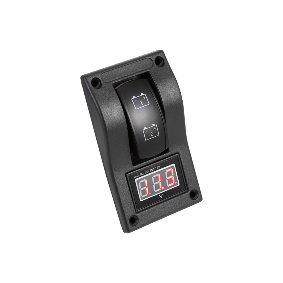 12V Dc Marine Boat Voltmeter Led Dual Battery Test Panel Rocker Switch On Off On Black 9311324434237