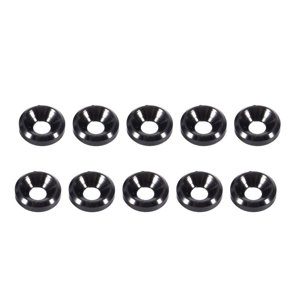 10Pcs M3 Anodized Countersunk Head Washers Gasket Aluminum Alloy Black 4641324434179
